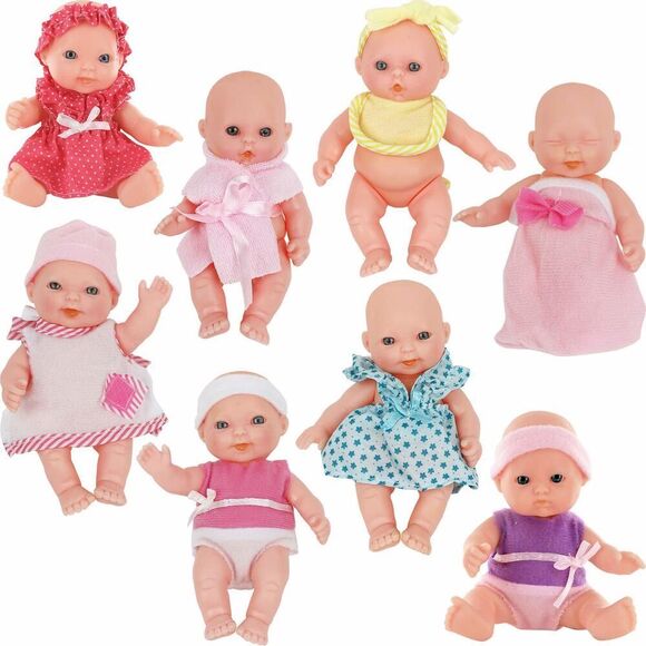 Click N' Play Small Baby Doll Set, Set Of 8, 5" Toddler Baby Doll, Nursery Play - Picture 1 of 12